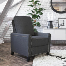 Load image into Gallery viewer, Push Back Recliner Chair - Pillow Back Recliner - Gray Fabric Upholstery