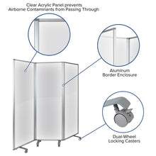 Load image into Gallery viewer, Acrylic Mobile Partition with Lockable Casters, 72"H x 24"L