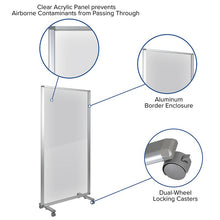Load image into Gallery viewer, Transparent Acrylic Mobile Partition with Lockable Casters, 72"H x 36"L