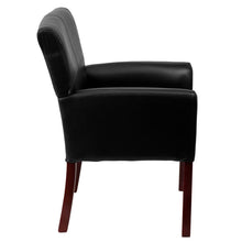 Load image into Gallery viewer, Black LeatherSoft Executive Side Reception Chair with Mahogany Legs