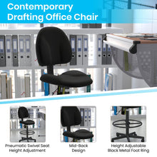 Load image into Gallery viewer, Black Fabric Drafting Chair (Cylinders: 22.5''-27''H or 26''-30.5''H)