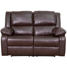Load image into Gallery viewer, Brown LeatherSoft Loveseat with Two Built-In Recliners