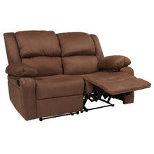 Load image into Gallery viewer, Chocolate Brown Microfiber Loveseat with Two Built-In Recliners