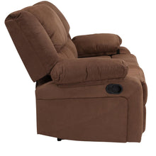 Load image into Gallery viewer, Chocolate Brown Microfiber Loveseat with Two Built-In Recliners