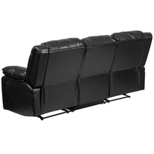 Load image into Gallery viewer, Black LeatherSoft Sofa with Two Built-In Recliners