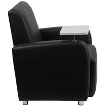 Load image into Gallery viewer, Black LeatherSoft Guest Chair with Tablet Arm, Chrome Legs and Cup Holder