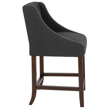 Load image into Gallery viewer, 24" High Tufted Walnut Counter Height Stool in Charcoal Fabric