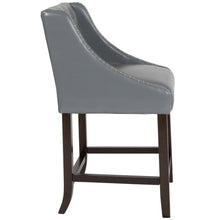 Load image into Gallery viewer, 24" High Tufted Walnut Counter Height Stool in Light Gray LeatherSoft