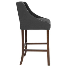 Load image into Gallery viewer, 30" High Tufted Walnut Barstool with Accent Nail Trim in Charcoal Fabric
