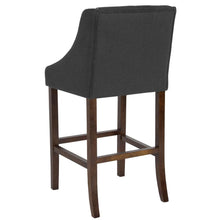 Load image into Gallery viewer, 30" High Tufted Walnut Barstool with Accent Nail Trim in Charcoal Fabric