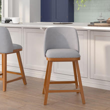Load image into Gallery viewer, Set of 2 24 Inch Faux Linen Upholstered Counter Stools, Gray