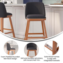 Load image into Gallery viewer, Set of 2 30 Inch Faux Linen Upholstered Barstools, Charcoal