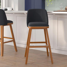 Load image into Gallery viewer, Set of 2 30 Inch Faux Linen Upholstered Barstools, Charcoal