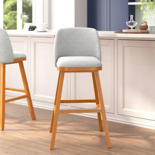 Load image into Gallery viewer, Set of 2 30 Inch Faux Linen Upholstered Barstools, Gray