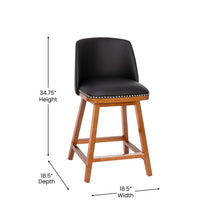 Load image into Gallery viewer, Set of 2 24 Inch Upholstered Counter Stools with Silver Nailhead Trim, Black