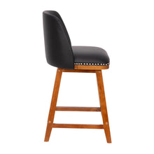 Load image into Gallery viewer, Set of 2 24 Inch Upholstered Counter Stools with Silver Nailhead Trim, Black