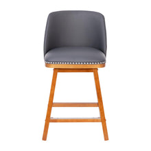 Load image into Gallery viewer, Set of 2 24 Inch Upholstered Counter Stools with Silver Nailhead Trim, Gray
