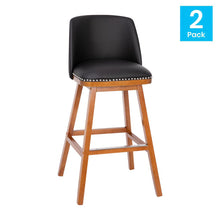 Load image into Gallery viewer, Set of 2 30 Inch Upholstered Barstools with Silver Nailhead Trim, Black