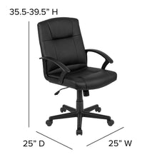 Load image into Gallery viewer, Flash Fundamentals Mid-Back Black LeatherSoft-Padded Task Office Chair with Arms