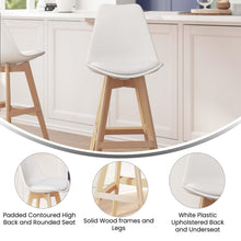 Load image into Gallery viewer, Set of 2 Counter Stools - 27 Inch Counter Stools - Oak Finish Wood Frame