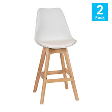 Load image into Gallery viewer, Set of 2 Counter Stools - 27 Inch Counter Stools - Oak Finish Wood Frame