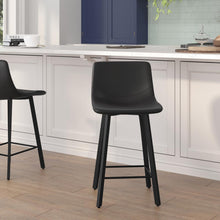 Load image into Gallery viewer, Armless 24 Inch Counter Height Stools with Footrests in Black, Set of 2