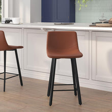 Load image into Gallery viewer, Armless 24 Inch Counter Height Stools with Footrests in Cognac, Set of 2