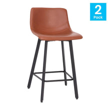 Load image into Gallery viewer, Armless 24 Inch Counter Height Stools with Footrests in Cognac, Set of 2