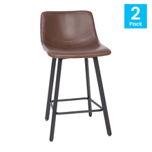 Load image into Gallery viewer, Armless 24 Inch Counter Height Stools w/Footrests in Chocolate Brown, Set of 2