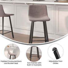 Load image into Gallery viewer, Armless 24 Inch Counter Height Stools with Footrests in Gray, Set of 2