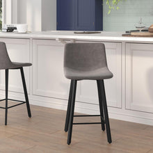 Load image into Gallery viewer, Armless 24 Inch Counter Height Stools with Footrests in Gray, Set of 2