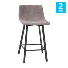 Load image into Gallery viewer, Armless 24 Inch Counter Height Stools with Footrests in Gray, Set of 2