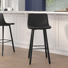Load image into Gallery viewer, Armless 30 Inch Bar Height Barstools with Footrests in Black, Set of 2