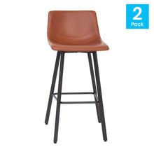 Load image into Gallery viewer, Armless 30 Inch Bar Height Barstools with Footrests in Cognac, Set of 2