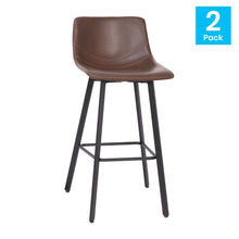Load image into Gallery viewer, Armless 30 Inch Bar Height Barstools with Footrests in Chocolate Brown, Set of 2