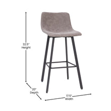 Load image into Gallery viewer, Armless 30 Inch Bar Height Barstools with Footrests in Gray, Set of 2
