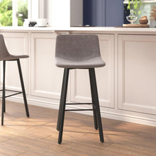 Load image into Gallery viewer, Armless 30 Inch Bar Height Barstools with Footrests in Gray, Set of 2