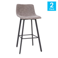Load image into Gallery viewer, Armless 30 Inch Bar Height Barstools with Footrests in Gray, Set of 2