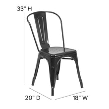 Load image into Gallery viewer, Black Metal Indoor-Outdoor Stackable Chair with Black Poly Resin Wood Seat