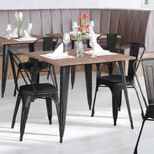 Load image into Gallery viewer, Black Metal Indoor-Outdoor Stackable Chair with Black Poly Resin Wood Seat