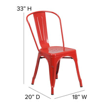 Load image into Gallery viewer, Red Metal Indoor-Outdoor Stackable Chair with Red Poly Resin Wood Seat