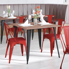 Load image into Gallery viewer, Red Metal Indoor-Outdoor Stackable Chair with Red Poly Resin Wood Seat