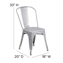 Load image into Gallery viewer, Silver Metal Indoor-Outdoor Stackable Chair with Gray Poly Resin Wood Seat