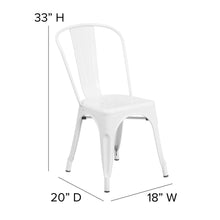 Load image into Gallery viewer, White Metal Indoor-Outdoor Stackable Chair with Gray Poly Resin Wood Seat