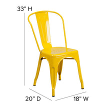 Load image into Gallery viewer, Yellow Metal Indoor-Outdoor Stackable Chair with Teak Poly Resin Wood Seat