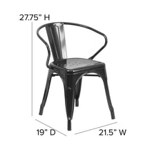 Load image into Gallery viewer, Black Metal Indoor-Outdoor Chair with Arms with Black Poly Resin Wood Seat