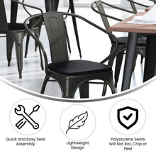 Load image into Gallery viewer, Black Metal Indoor-Outdoor Chair with Arms with Black Poly Resin Wood Seat
