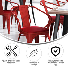 Load image into Gallery viewer, Red Metal Indoor-Outdoor Chair with Arms with Red Poly Resin Wood Seat