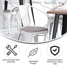 Load image into Gallery viewer, White Metal Indoor-Outdoor Chair with Arms with Gray Poly Resin Wood Seat