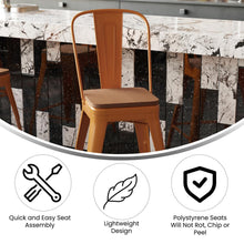 Load image into Gallery viewer, 24" High Orange Metal Indoor-Counter Height Stool with Removable Back